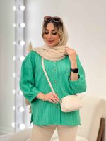 مانتو راه راه دو جیب آستین پیله کد 4706 - تصویر 15
