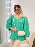 مانتو راه راه دو جیب آستین پیله کد 4706 - تصویر 5