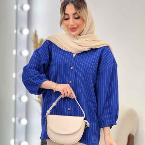 مانتو راه راه دو جیب آستین پیله کد 4706