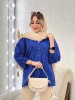 مانتو راه راه دو جیب آستین پیله کد 4706 - تصویر 16