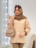 مانتو راه راه دو جیب آستین پیله کد 4706 - تصویر 2