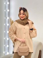 مانتو راه راه دو جیب آستین پیله کد 4706 - تصویر 12