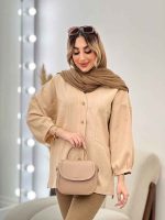 مانتو راه راه دو جیب آستین پیله کد 4706 - تصویر 6