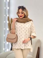 شومیز نچرال طرح گل کد 4709 - تصویر 3