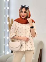 شومیز نچرال طرح گل کد 4709 - تصویر 14