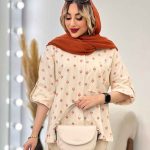شومیز نچرال طرح گل کد 4709