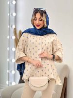 شومیز نچرال طرح گل کد 4709 - تصویر 2