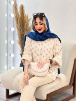 شومیز نچرال طرح گل کد 4709 - تصویر 8