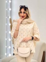 شومیز نچرال طرح گل کد 4709 - تصویر 4