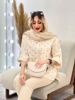 شومیز نچرال طرح گل کد 4709 - تصویر 13
