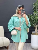 مانتو کتان شومیزی دلسا کد 4711 - تصویر 13