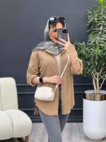 مانتو لینن رنگی بغل چهار دکمه کد 4707 - تصویر 6