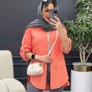 مانتو لینن رنگی بغل چهار دکمه کد 4707