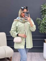 مانتو کتان زاپ دار دو جیب پاکتی کد 4689 - تصویر 15