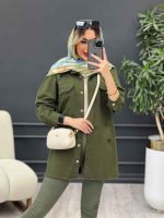 مانتو کتان زاپ دار دو جیب پاکتی کد 4689 - تصویر 3
