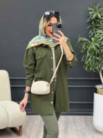 مانتو کتان زاپ دار دو جیب پاکتی کد 4689 - تصویر 16
