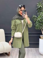 مانتو کتان زاپ دار دو جیب پاکتی کد 4689 - تصویر 19
