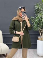 مانتو کتان زاپ دار دو جیب پاکتی کد 4689 - تصویر 7
