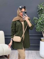 مانتو کتان زاپ دار دو جیب پاکتی کد 4689 - تصویر 14