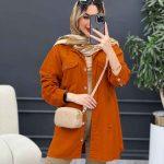 مانتو کتان زاپ دار دو جیب پاکتی کد 4689