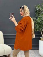 مانتو کتان زاپ دار دو جیب پاکتی کد 4689 - تصویر 20
