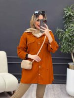 مانتو کتان زاپ دار دو جیب پاکتی کد 4689 - تصویر 8