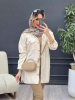 مانتو کتان زاپ دار دو جیب پاکتی کد 4689 - تصویر 12