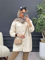 مانتو کتان زاپ دار دو جیب پاکتی کد 4689 - تصویر 5
