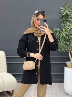 مانتو کتان زاپ دار دو جیب پاکتی کد 4689 - تصویر 6