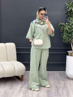 ست مانتو و شلوار جلو بسته دلوان کد 4763 - تصویر 23