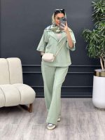 ست مانتو و شلوار جلو بسته دلوان کد 4763 - تصویر 11