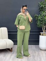 ست مانتو و شلوار جلو بسته دلوان کد 4763 - تصویر 3