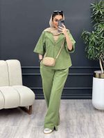 ست مانتو و شلوار جلو بسته دلوان کد 4763 - تصویر 13