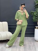 ست مانتو و شلوار جلو بسته دلوان کد 4763 - تصویر 5