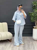 ست مانتو و شلوار جلو بسته دلوان کد 4763 - تصویر 2