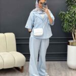 ست مانتو و شلوار جلو بسته دلوان کد 4719