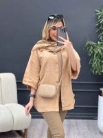 مانتو سر جیب دکمه دریا کد 4722 - تصویر 5