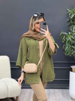 مانتو سر جیب دکمه دریا کد 4722 - تصویر 4