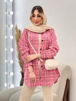 مانتو چهارخونه تک جیب کد 4716 - تصویر 7