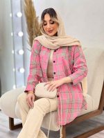 مانتو چهارخونه تک جیب کد 4716 - تصویر 6