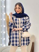 مانتو چهارخونه تک جیب کد 4716 - تصویر 5