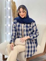 مانتو چهارخونه تک جیب کد 4716 - تصویر 15