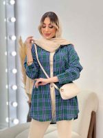 مانتو چهارخونه تک جیب کد 4716 - تصویر 2