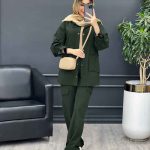 مانتو و شلوار آستین بندی دو جیب پاکتی کد 4730