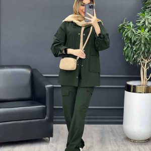 مانتو و شلوار آستین بندی دو جیب پاکتی کد 4730
