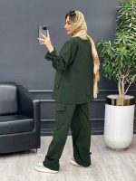 مانتو و شلوار آستین بندی دو جیب پاکتی کد 4730 - تصویر 9