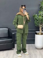 مانتو و شلوار آستین بندی دو جیب پاکتی کد 4730 - تصویر 15