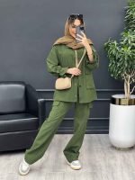 مانتو و شلوار آستین بندی دو جیب پاکتی کد 4730 - تصویر 5