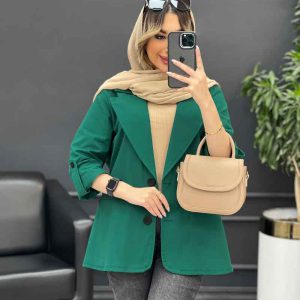 مانتو لینن دو دکمه جیب نما کد 4738