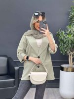 مانتو لینن دو دکمه جیب نما کد 4738 - تصویر 12